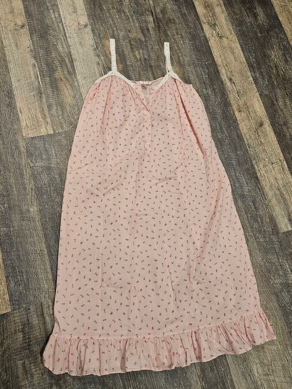 Victoria's Secret 90s y2k cotton country nightgown medium floral farm whimsy